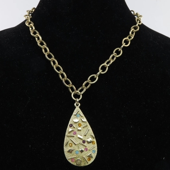1959 SARAH COVENTRY " SULTANA" CONFETTI RHINESTONE LARGE TEARDROP GT NECKLACE - Picture 1 of 5